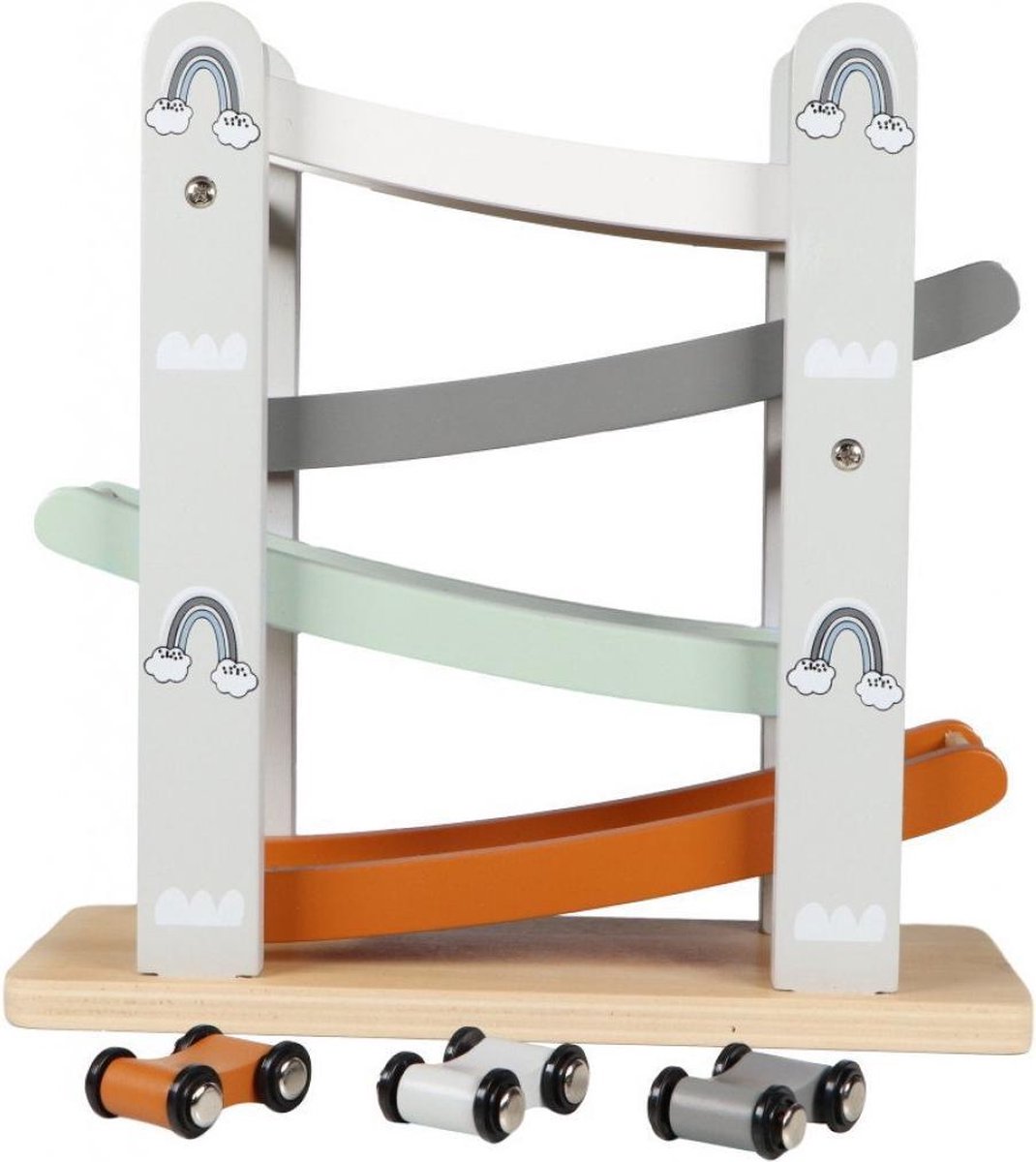 ✅ Tryco | Houten Speelgoed | Zigzag | Auto Glijbaan met 3 Speelgoed autos | TR-303015